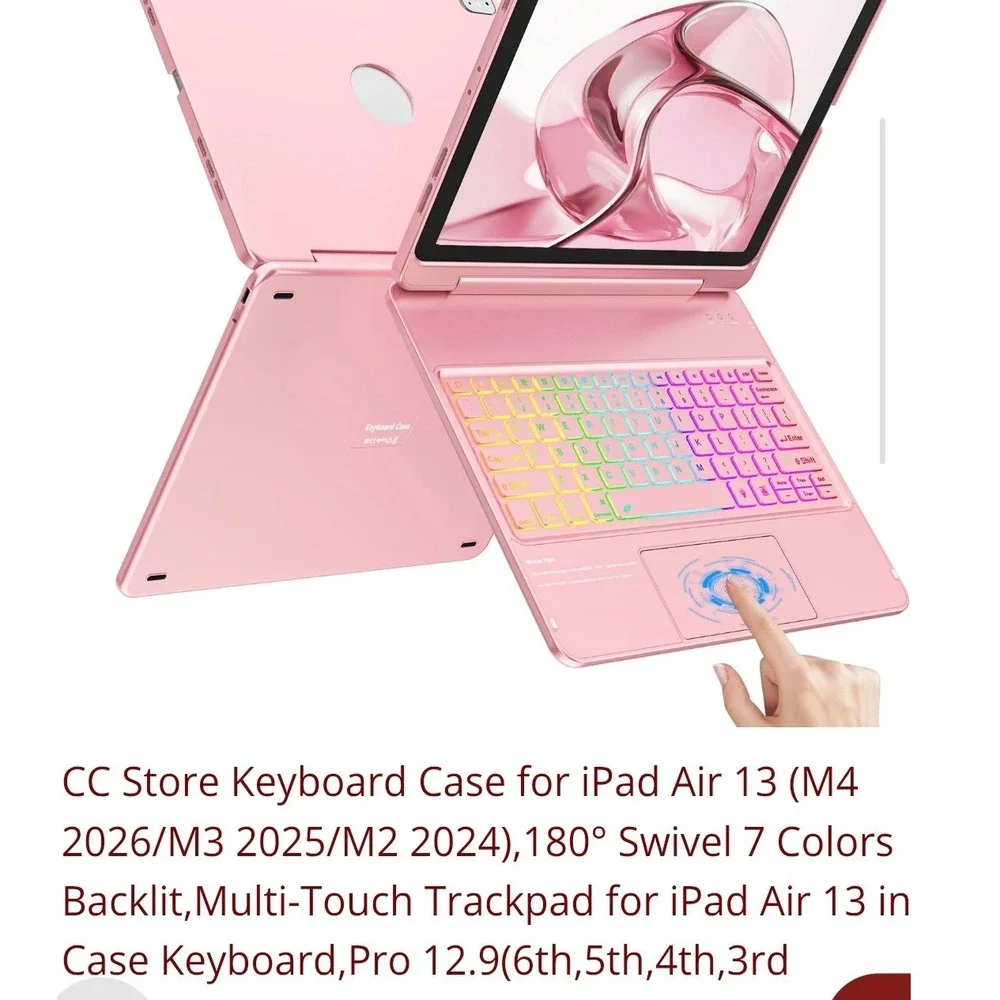 Keyboard Case iPad Air 13 Pro 12.9 Rose Gold Backlit Swivel Trackpad 678